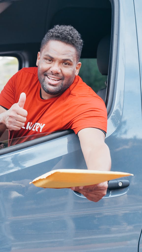 A Man Sitting in the Van