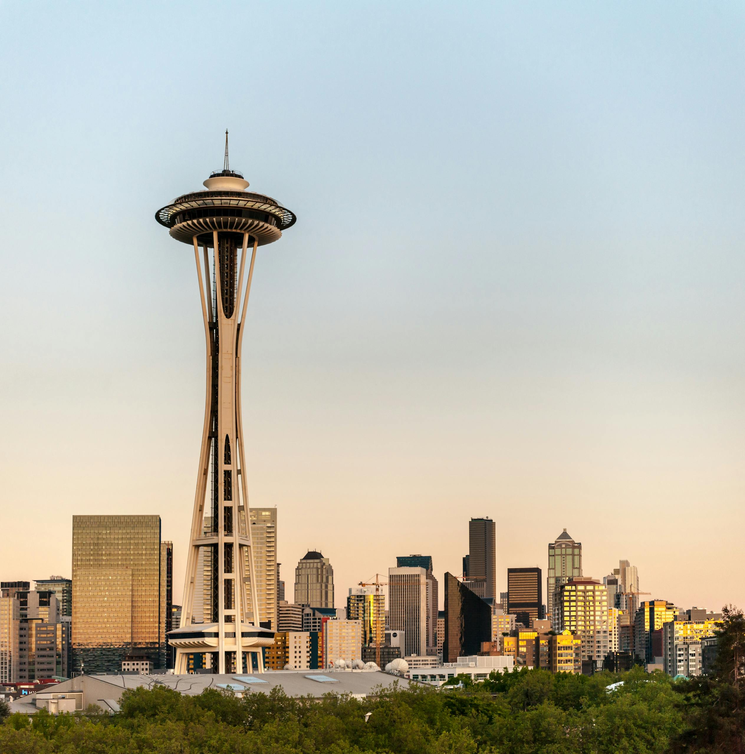 Cityscape Photo of The Space Needle Observation Tower in Seattle, Washington