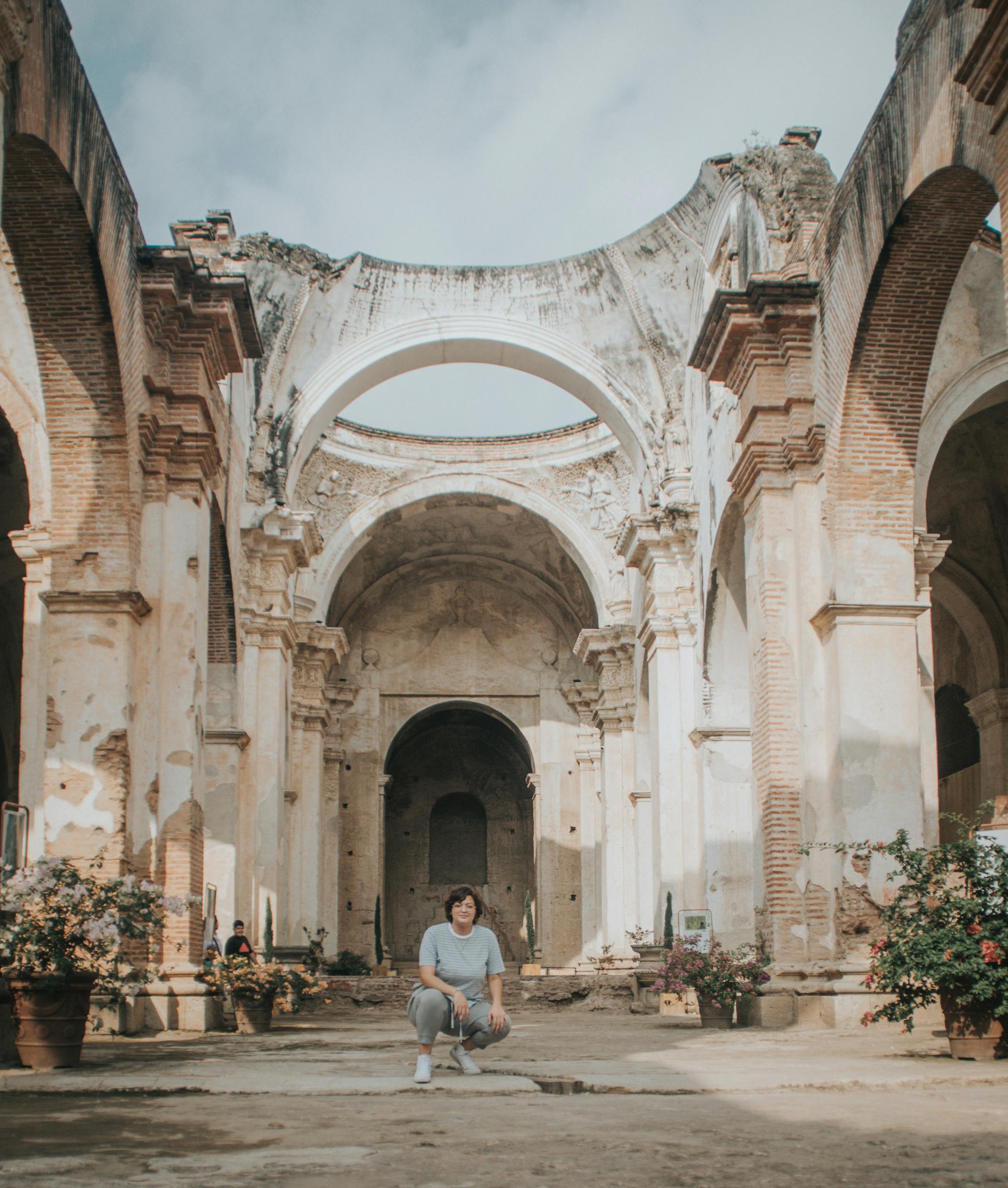 Woman Posing at the Ruins of San Jose Cathedral in Antigua, Guatemala