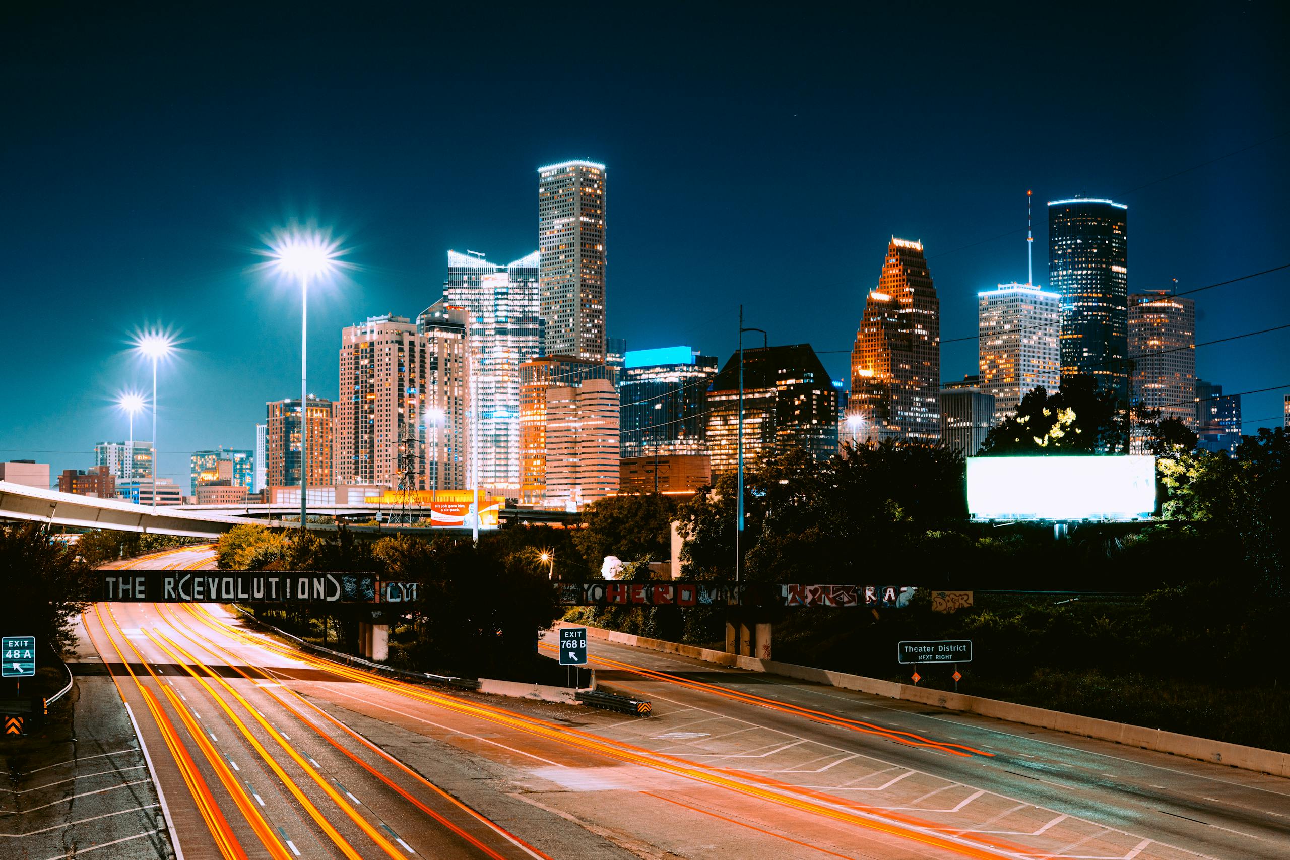 Empty Streets in Houston at Night